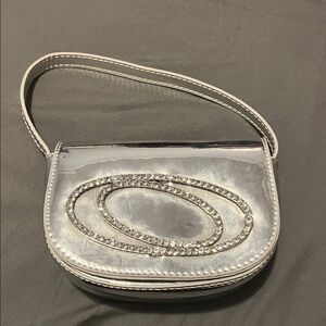 Silver Women's Bag with Rhinestone Detailing